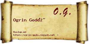 Ogrin Gedő névjegykártya